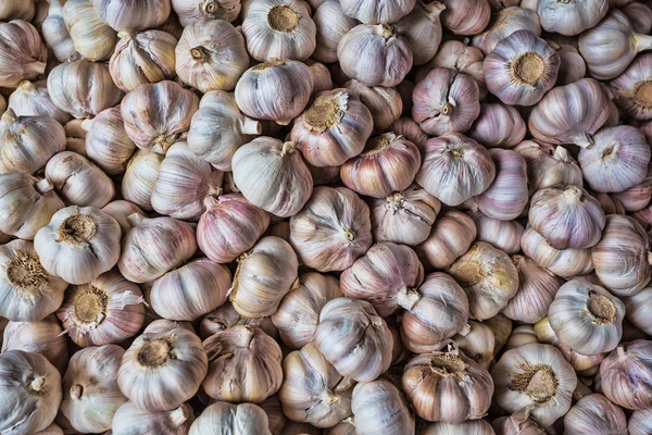 Barraca de alho no mercado — Fotografia de Stock