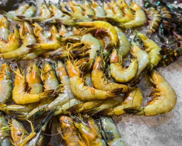 鲜虾在海鲜市场，泰国 — 图库照片
