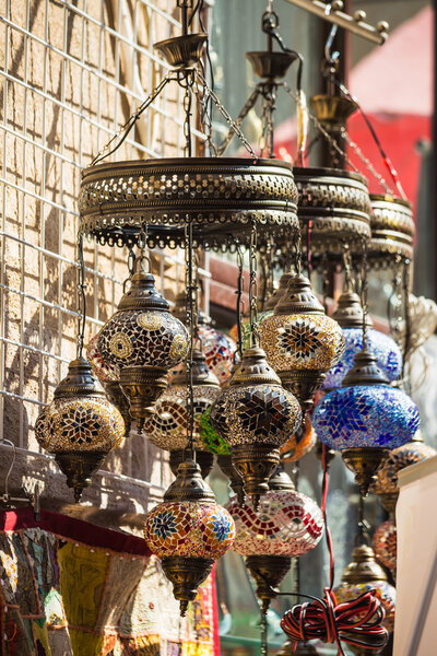 Arab street lanterns in the city of Dubai