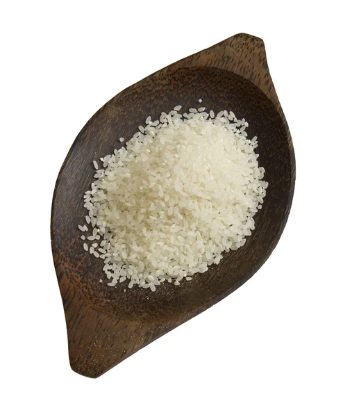 Rice in wooden plate — Stock Photo, Image