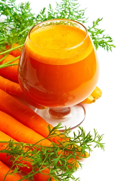 Carrots and carrot juice — Stock Photo, Image