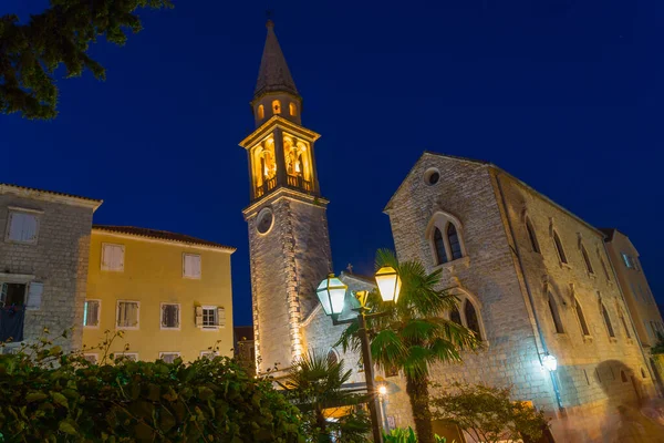 Montenegro Julio 2017 Las Calles Estrechas Vieja Noche Budva Montenegro —  Fotos de Stock