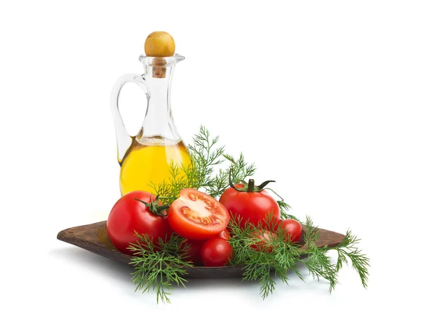 Tomato Dill Plate White Background — Stock Photo, Image