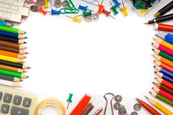 Espaço de cópia com escritório e artigos de papelaria — Fotografia de Stock