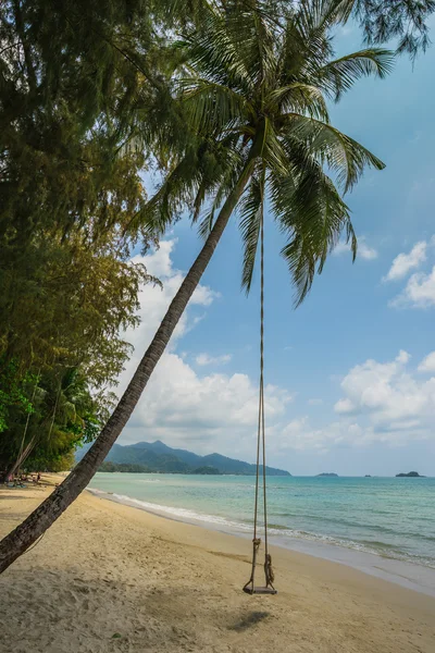 Vackra tropiska stranden med sving — Stockfoto