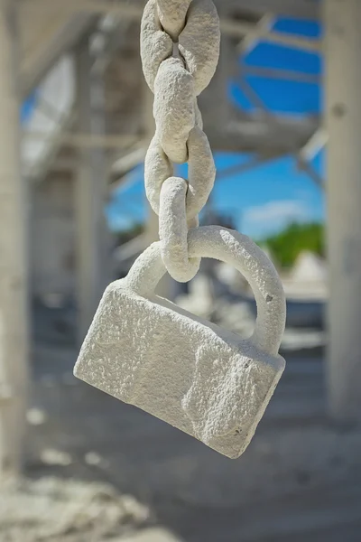 Lock in white chalk dust — Stock Photo, Image