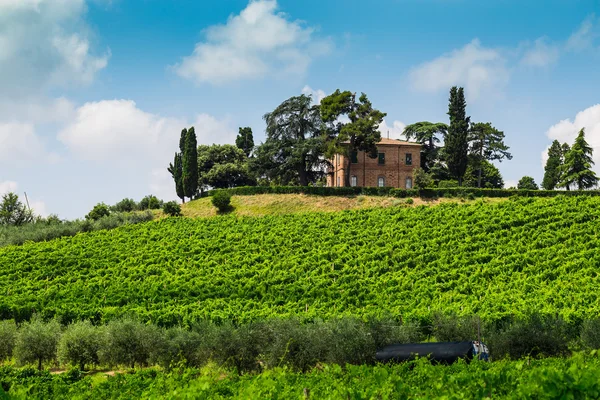 Paisaje rural con casa — Foto de Stock