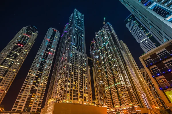 Beautiful high-rise buildings at night — Stock Photo, Image