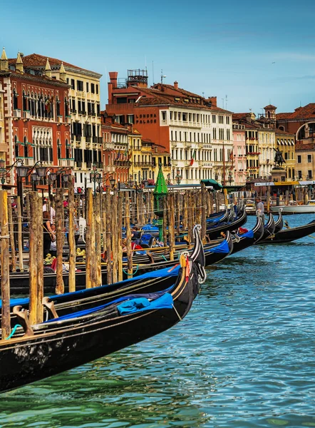 Old gondola pier ashore Grand channel — Stock Photo, Image