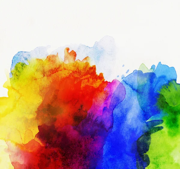 Rainbow colored watercolor paints on paper — Stock Photo, Image