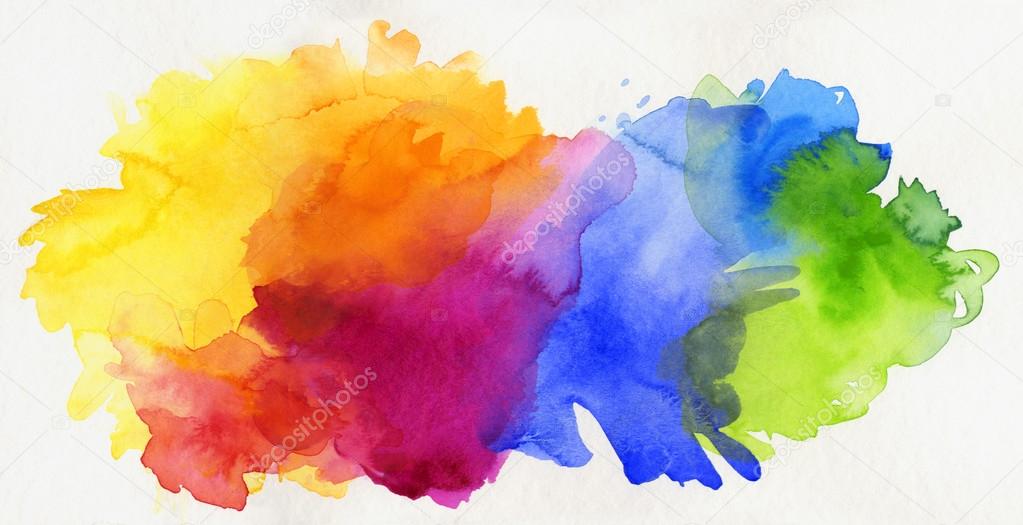 rainbow colored watercolor paints isolated on paper