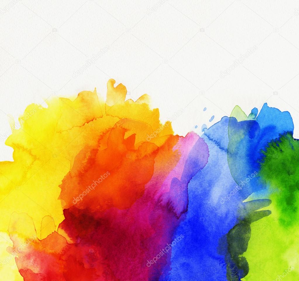 rainbow colored watercolor paints on paper