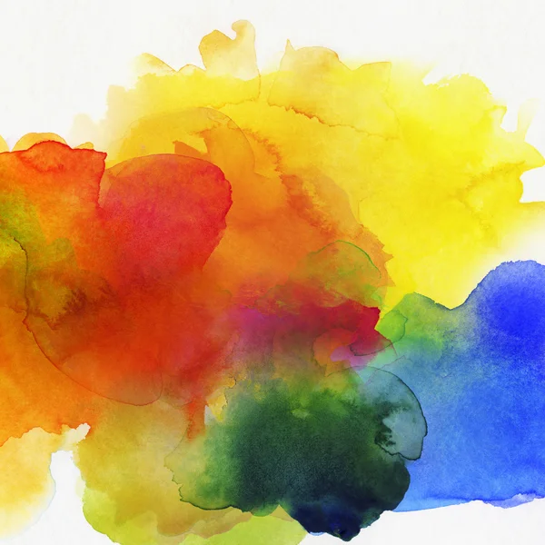 Regenbogenfarbene Aquarellfarben auf Papier — Stockfoto