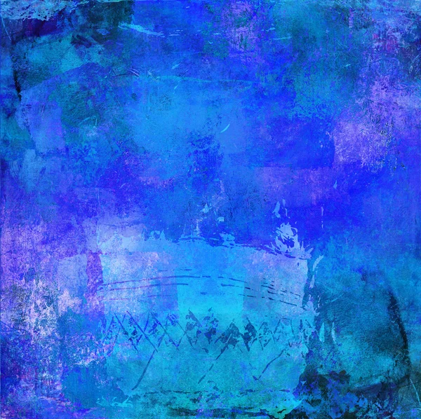 Bleu abstrait techniques mixtes sur toile — Photo