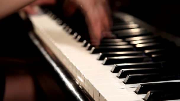 Dos manos tocando piano de cola . — Vídeo de stock
