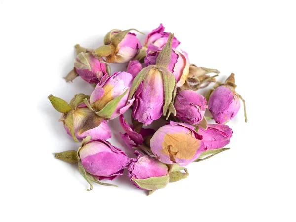 Brotes Rosa Secos Aislados Sobre Fondo Blanco — Foto de Stock