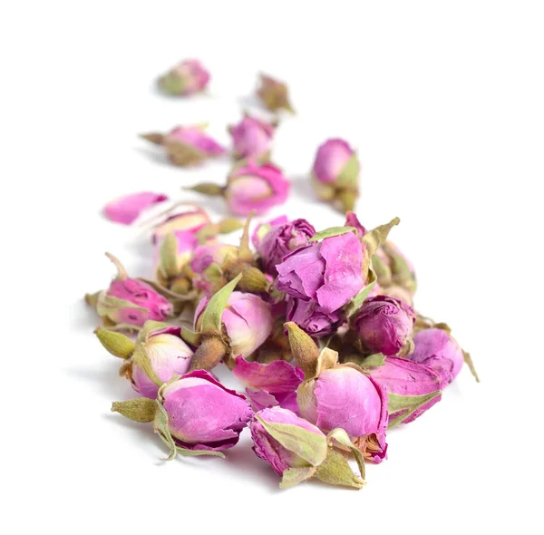 Brotes Rosa Secos Aislados Sobre Fondo Blanco — Foto de Stock