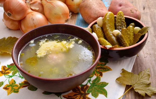 Soup with pickles — Stock Photo, Image