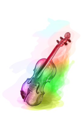 Violin in iridescen colours. clipart