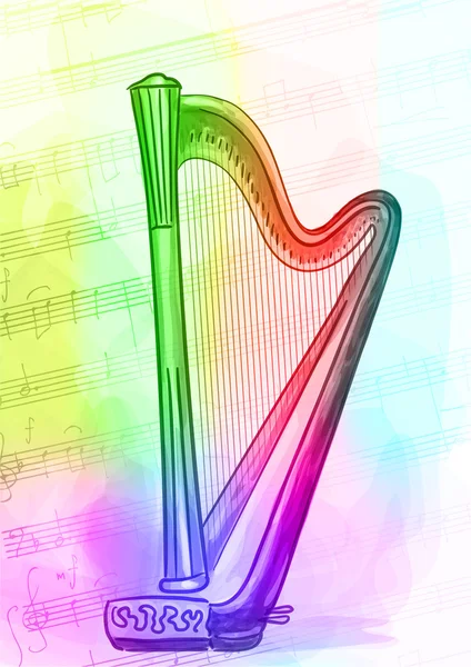 Harfa. Iridescen barvy. — Stockový vektor