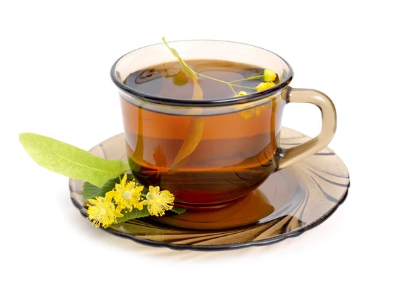 Linden tea with flower. — Stock Photo, Image