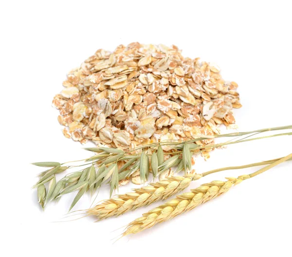 Oat and wheat flakes with herb. — Stock Photo, Image