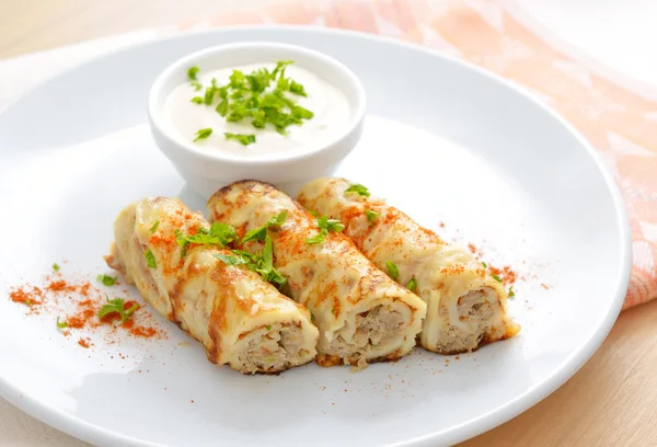 Pancakes Stuffed With Meat — Stock Photo, Image