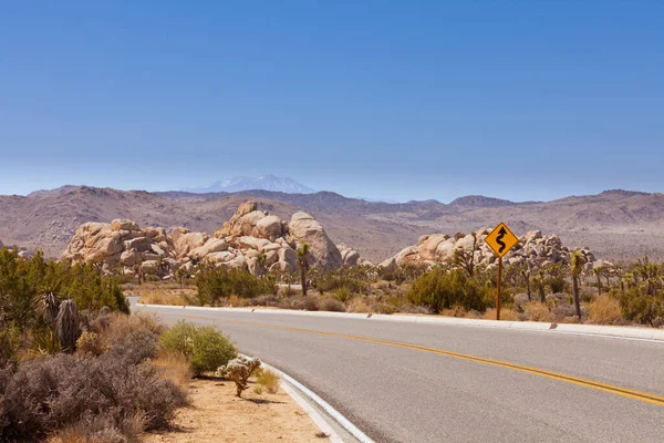 Kręta Droga Pustyni Mojave Park Narodowy Joshua Tree Kalifornia Usa — Zdjęcie stockowe