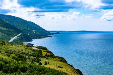 Cabot Trail scenic highway winding through Cape Breton Highlands National Park, Nova Scotia, NS, Canada clipart