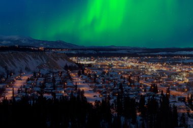 Northern Lights over Downtown Whitehorse clipart