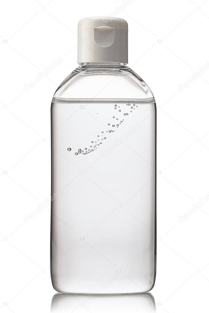 small bottle og hand sanitizer isolated on white background