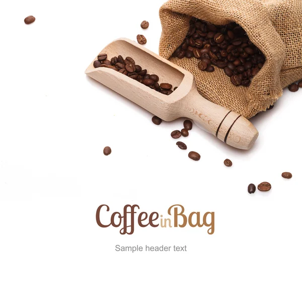 Coffee bag and scoop — Stock Photo, Image