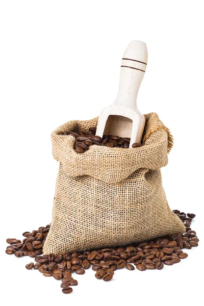 Kaffe väska och scoop — Stockfoto