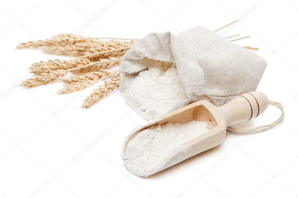 wheat in bag and scoop