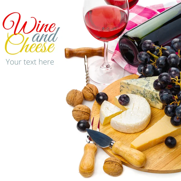 Served cheese and wine — Stock Photo, Image