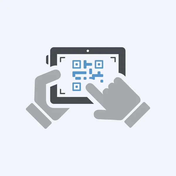 Scanning qr code with tablet — Stock Vector