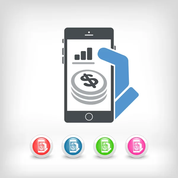 Financial application on smartphone - Dollars — Stock Vector
