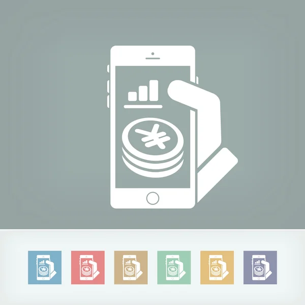 Financial application on smartphone - Yen — Stock Vector