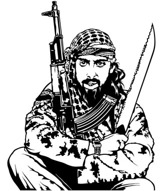 Oturma terörist Holding uzun bıçak