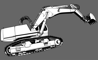 Siyah ve beyaz Ekskavatör