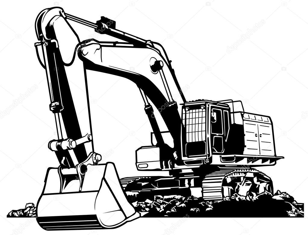 digger clipart black and white car