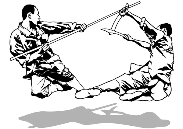 Combatientes de Kung-Fu — Vector de stock