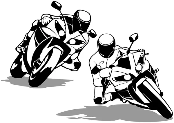 摩托车骑自行车的人组 — 图库矢量图片