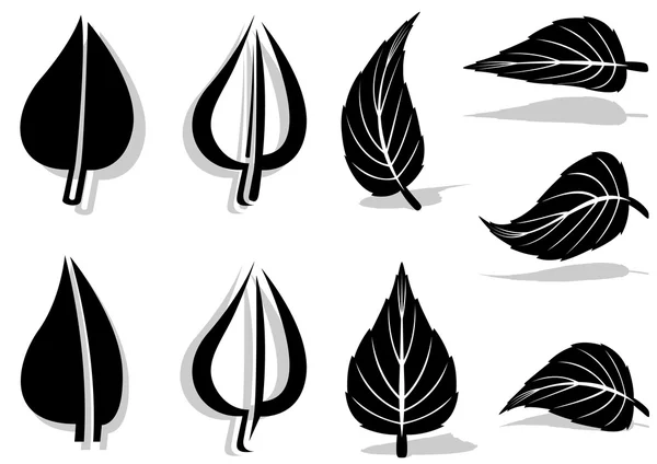 Ensemble de symboles de feuilles — Image vectorielle