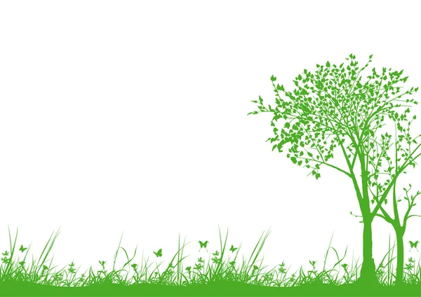 Trawy i drzewa sylwetki — Wektor stockowy