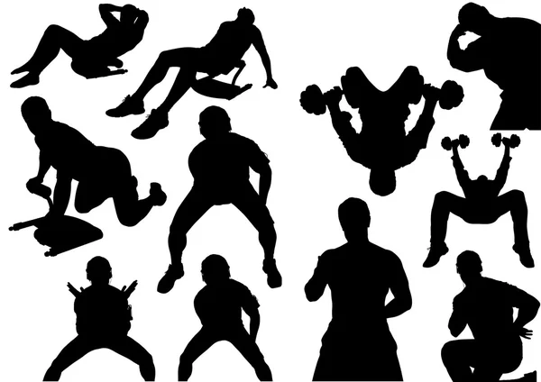 Home Fitness Silhouettes — Stock Vector