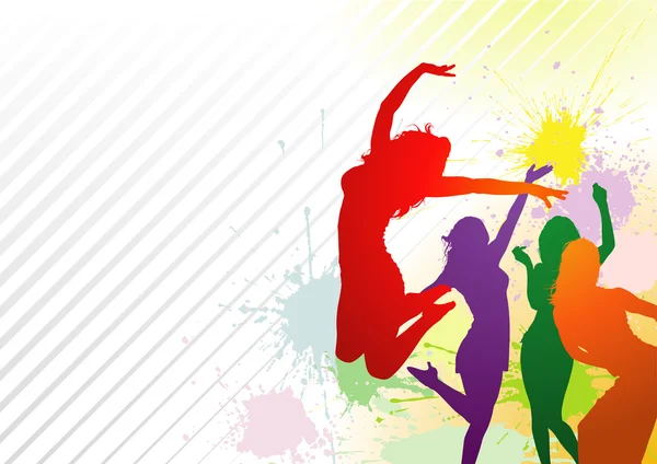 Bailando chicas coloridas — Archivo Imágenes Vectoriales