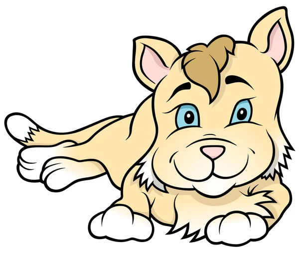 Gatito de dibujos animados acostado — Vector de stock