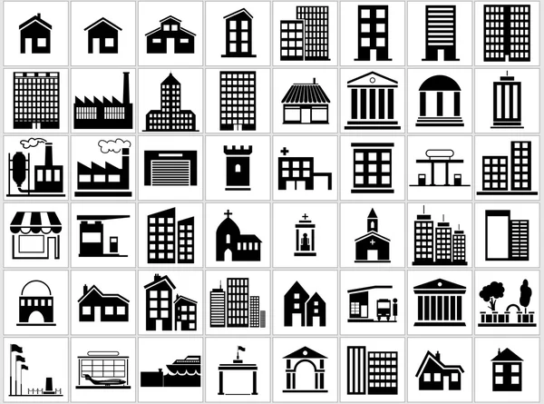 Gebäude-Ikonen gesetzt — Stockvektor