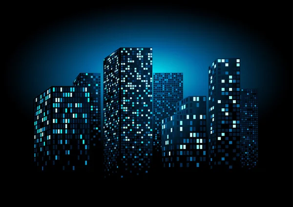Nachtsilhouette der Stadt — Stockvektor